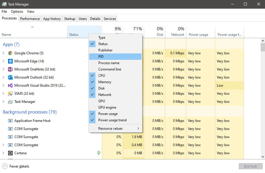 Windows 7 Task Manager - Show Process ID